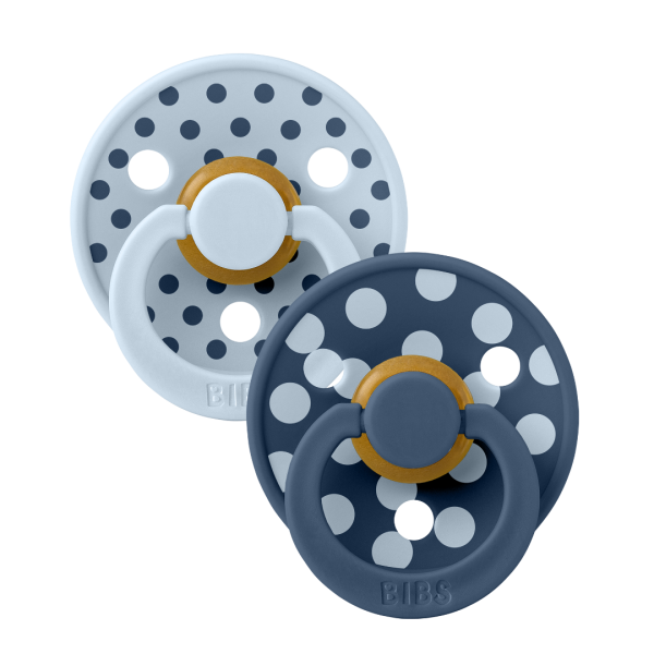 BIBS Studio Colour dude (okrugle kaučuk) Polka – Baby Blue/Steel Blue