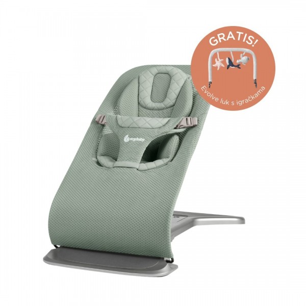 Ergobaby Evolve ležaljka 3u1 mrežasta – Sage Green + GRATIS luk s igračkama