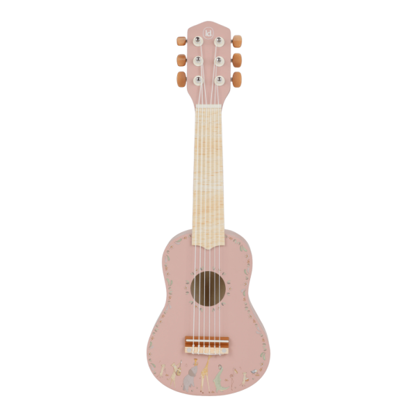 Little Dutch Dječja drvena gitara Safari Friends Pink