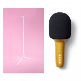 Lalarma Glitter Groove Mikrofon Zlatni + Lalarma Podni stalak za mikrofon Bijeli