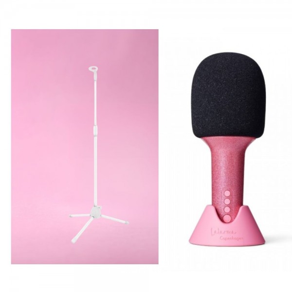Lalarma Glitter Groove Mikrofon Rozi + Lalarma Podni stalak za mikrofon Bijeli