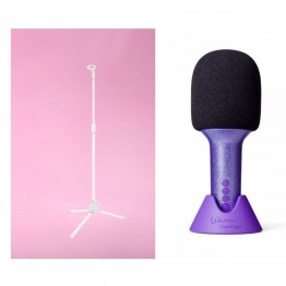 Lalarma Glitter Groove Mikrofon Ljubičasti + Lalarma Podni stalak za mikrofon Bijeli