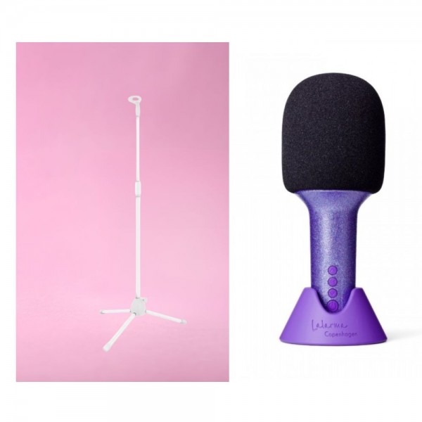 Lalarma Glitter Groove Mikrofon Ljubičasti + Lalarma Podni stalak za mikrofon Bijeli
