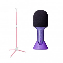 Lalarma Glitter Groove Mikrofon Ljubičasti + Lalarma Podni stalak za mikrofon Rozi