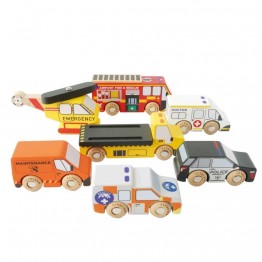 Dječji drveni set vozila za hitne slučajeve