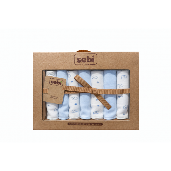Set pamučnih krpica za bebe (7 kom) – plavo/bijele s motivima