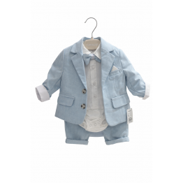Svečani komplet za bebe – svijetloplavo odijelo s košuljom i leptir mašnom