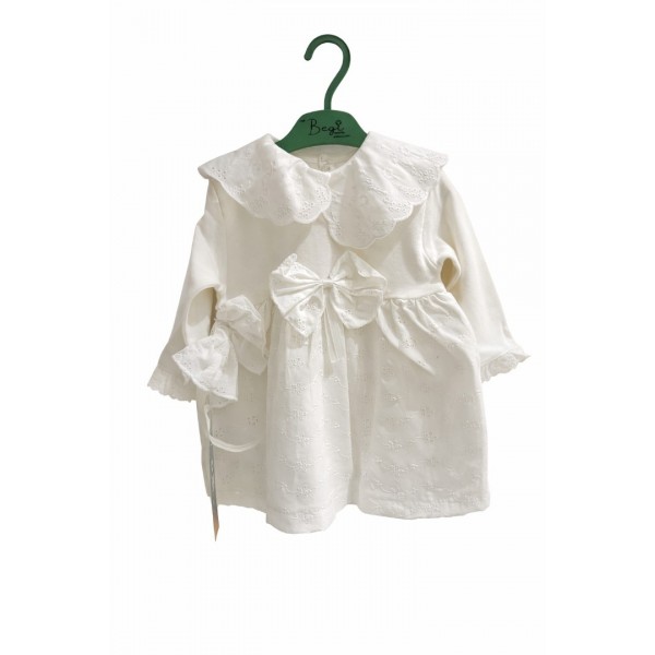 Bijela svečana haljina za bebe s čipkom i mašnom