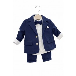 Svečani komplet za bebe – tamnoplavo odijelo s košuljom i leptir mašnom