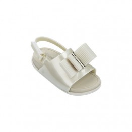 Mini Melissa Beach Slide Sandal - White Pearled
