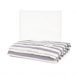 Petit Marie Set navlaka za poplun Grey Stripes + bijela jastučnica 